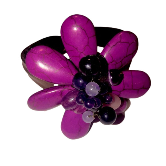AMETHYST Bead & Sugilite Bendable Leather / Wire Cuff OS - Picture 1 of 7